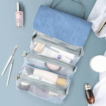 Detachable Make-Up Bag Foldable Box Large Capacity 4-Room Travel Portable Inner Zipper Cosmetic Pack with Handle